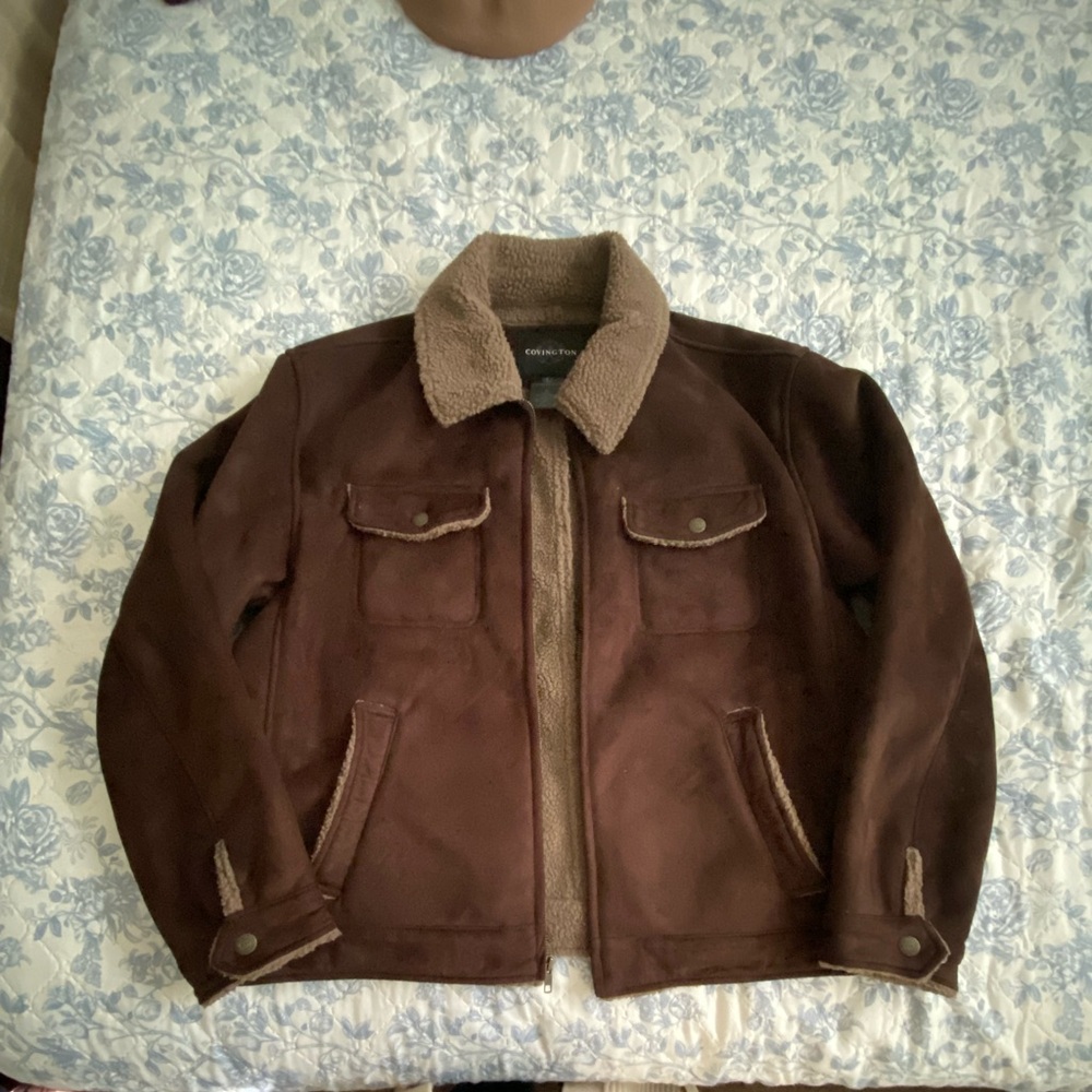 Covington Men's Brown faux suede Shearling Jacket
